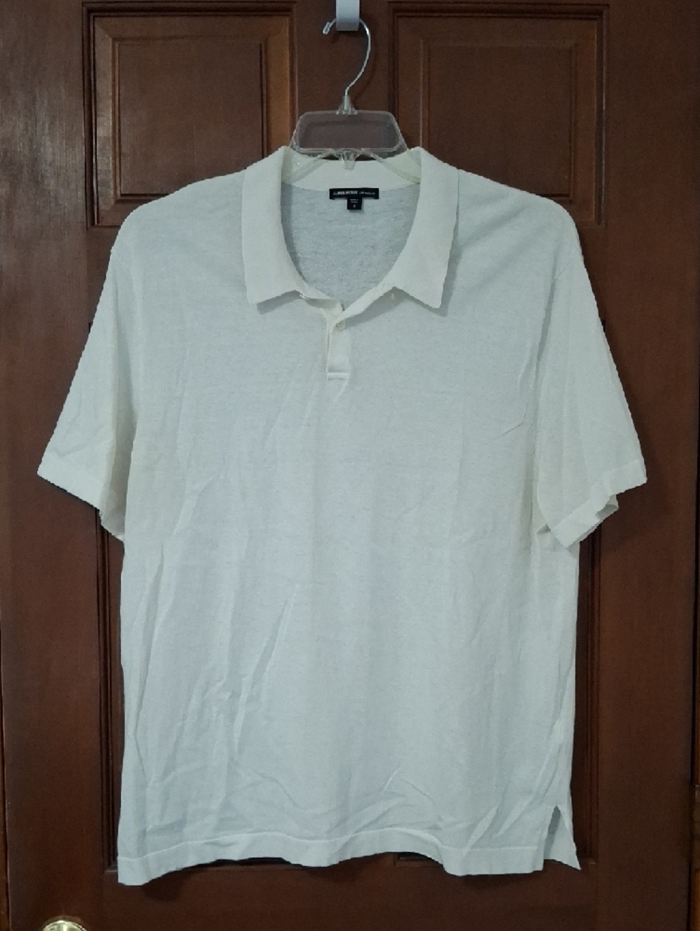 James Perse Men's 2 Button White Polo Shirt Size 4- XL